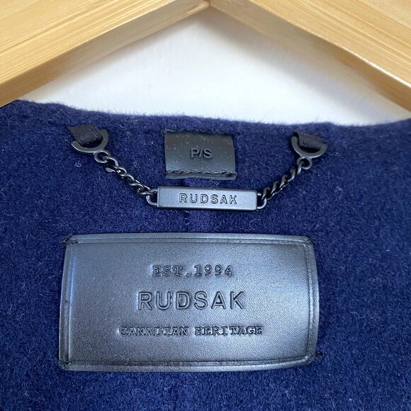 RUDSAK Modina Hooded Coat with Leather Sleeves in Night Blue Small - Picture 7 of 11